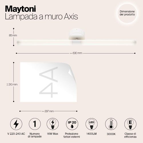 Подсветка для зеркал Maytoni Axis MOD106WL-L16W3K Подсветка для зеркал Maytoni Axis MOD106WL-L16W3K
