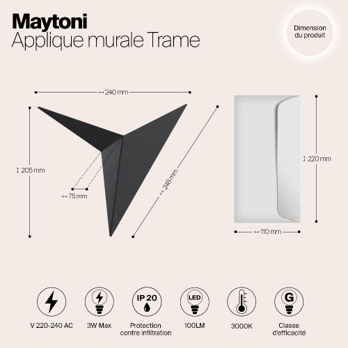 Настенный светодиодный светильник Maytoni Trame C808WL-L3B Настенный светодиодный светильник Maytoni Trame C808WL-L3B