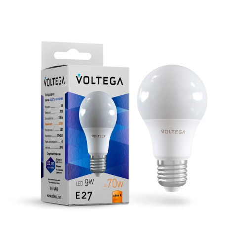 Лампа светодиодная Voltega E27 9W 2800К матовая VG2-A2E27warm9W 8343 Лампа светодиодная Voltega E27 9W 2800К матовая VG2-A2E27warm9W 8343