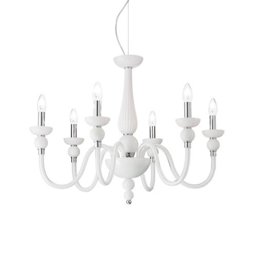 Подвесная люстра Ideal Lux Doge SP6 Bianco 113678 Подвесная люстра Ideal Lux Doge SP6 Bianco 113678