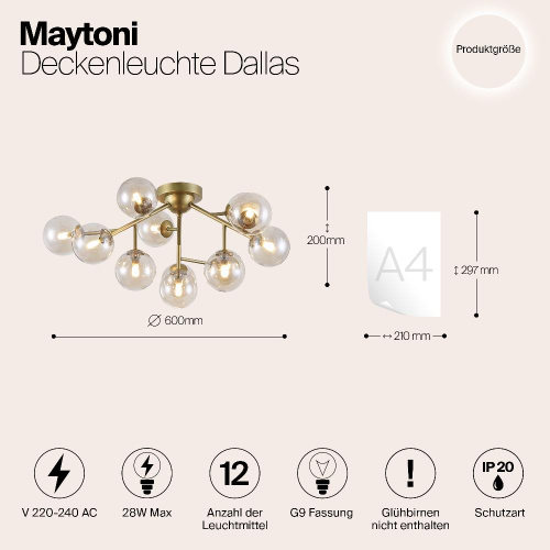 Потолочная люстра Maytoni Dallas MOD545PL-12G Потолочная люстра Maytoni Dallas MOD545PL-12G