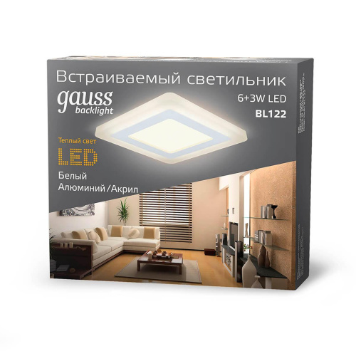 Встраиваемый светодиодный светильник Gauss Backlight BL122 Встраиваемый светодиодный светильник Gauss Backlight BL122