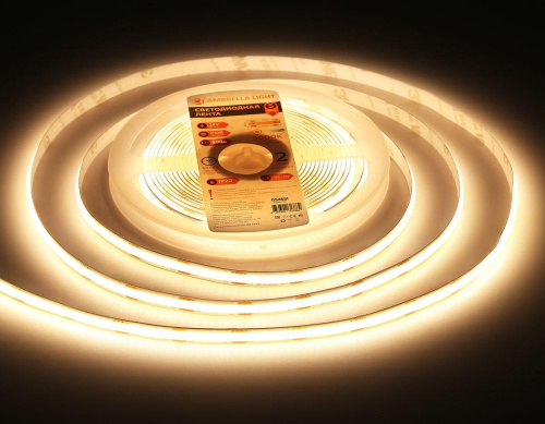 Светодиодная лента Ambrella Light 10W/m 320LED/m COB теплый белый 5M GS4651 Светодиодная лента Ambrella Light 10W/m 320LED/m COB теплый белый 5M GS4651