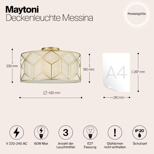 Потолочный светильник Maytoni Messina H223-PL-03-G Потолочный светильник Maytoni Messina H223-PL-03-G