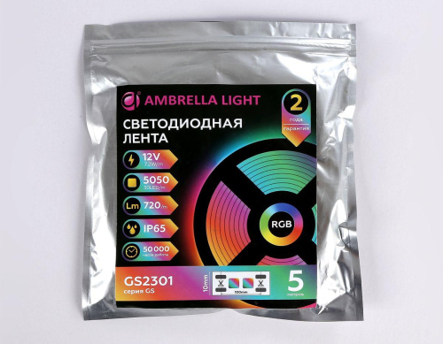 Светодиодная влагозащищенная лента Ambrella Light 7,2W/m 30LED/m 5050SMD RGB 5M GS2301 Светодиодная влагозащищенная лента Ambrella Light 7,2W/m 30LED/m 5050SMD RGB 5M GS2301