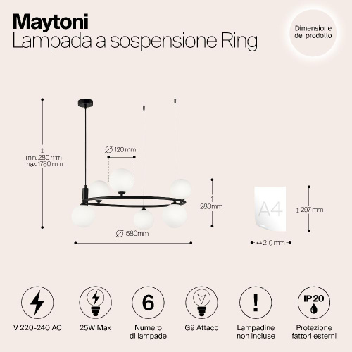 Подвесной светильник Maytoni MOD013PL-06B