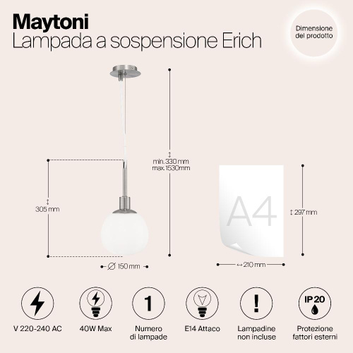 Подвесной светильник Maytoni Erich MOD221-PL-01-G Подвесной светильник Maytoni Erich MOD221-PL-01-G
