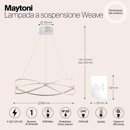 Подвесной светодиодный светильник Maytoni Weave MOD062PL-L56CH3K Подвесной светодиодный светильник Maytoni Weave MOD062PL-L56CH3K