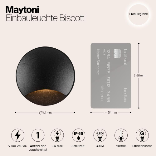 Встраиваемый светодиодный светильник Maytoni Biscotti O035-L3B3K Встраиваемый светодиодный светильник Maytoni Biscotti O035-L3B3K