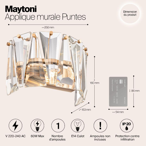 Настенный светильник Maytoni Puntes MOD043WL-01G Настенный светильник Maytoni Puntes MOD043WL-01G