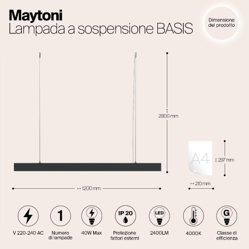 Подвесной светодиодный светильник Maytoni Vinder P051PL-L40B4K Подвесной светодиодный светильник Maytoni Vinder P051PL-L40B4K