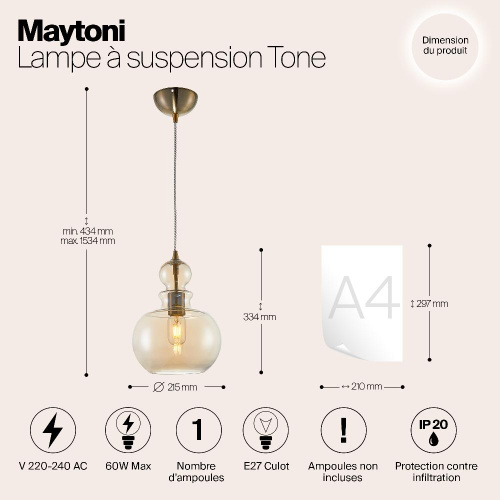 Подвесной светильник Maytoni Tone P003PL-01BZ Подвесной светильник Maytoni Tone P003PL-01BZ