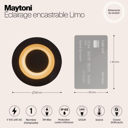 Встраиваемый светодиодный светильник Maytoni Limo O037-L3B3K Встраиваемый светодиодный светильник Maytoni Limo O037-L3B3K
