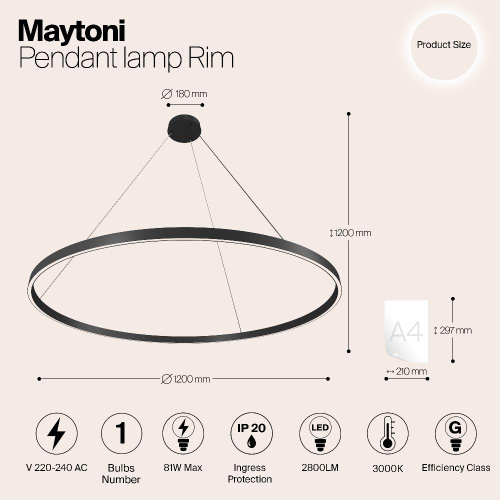 Подвесной светильник Maytoni MOD058PL-L65B3K Подвесной светильник Maytoni MOD058PL-L65B3K