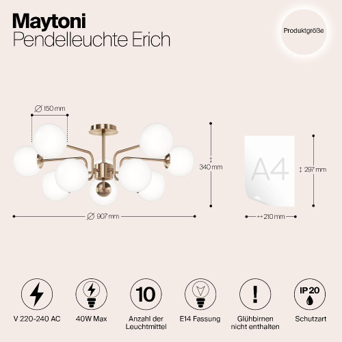 Потолочная люстра Maytoni Erich MOD221PL-10G Потолочная люстра Maytoni Erich MOD221PL-10G