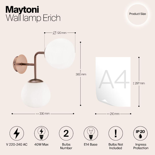 Бра Maytoni Erich MOD221-WL-02-G Бра Maytoni Erich MOD221-WL-02-G