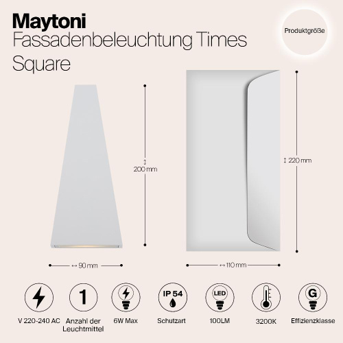 Уличный настенный светодиодный светильник Maytoni Times Square O580WL-L6W
