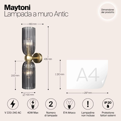 Настенный светильник (бра) Maytoni MOD302WL-02GR Настенный светильник (бра) Maytoni MOD302WL-02GR