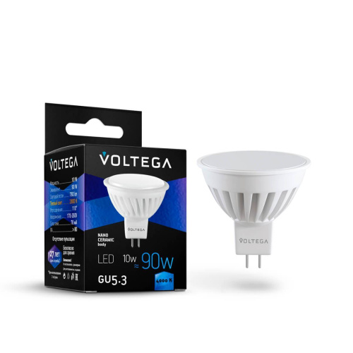 Лампа светодиодная Voltega GU5.3 10W 4000K матовая VG1-S1GU5.3cold10W-C 7075 Лампа светодиодная Voltega GU5.3 10W 4000K матовая VG1-S1GU5.3cold10W-C 7075