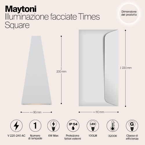 Уличный настенный светодиодный светильник Maytoni Times Square O580WL-L6W