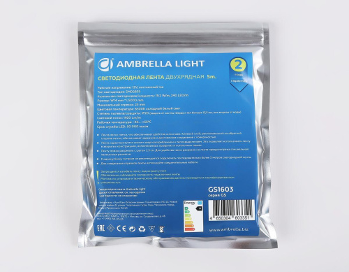 Светодиодная лента Ambrella Light 19,2W/m 240LED/m 2835SMD дневной белый 5M GS1603 Светодиодная лента Ambrella Light 19,2W/m 240LED/m 2835SMD дневной белый 5M GS1603