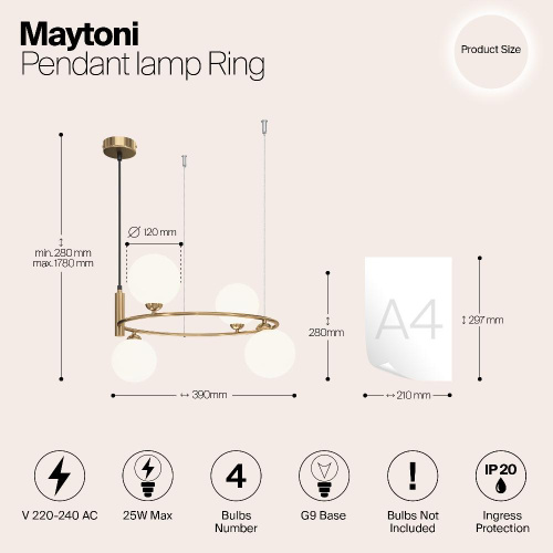 Подвесной светильник Maytoni MOD013PL-04BS1 Подвесной светильник Maytoni MOD013PL-04BS1