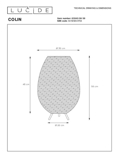 Настольная лампа Lucide Colin 03543/50/30 Настольная лампа Lucide Colin 03543/50/30
