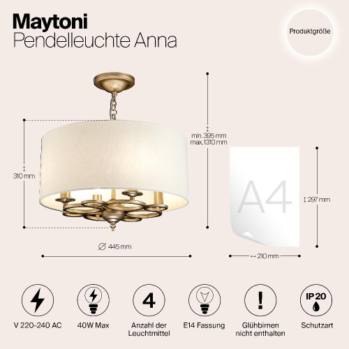 Подвесной светильник Maytoni H007PL-04G Подвесной светильник Maytoni H007PL-04G