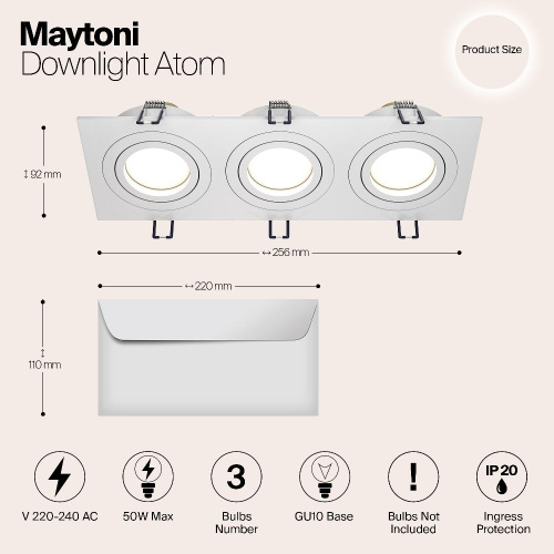 Встраиваемый светильник Maytoni Atom DL024-2-03W Встраиваемый светильник Maytoni Atom DL024-2-03W