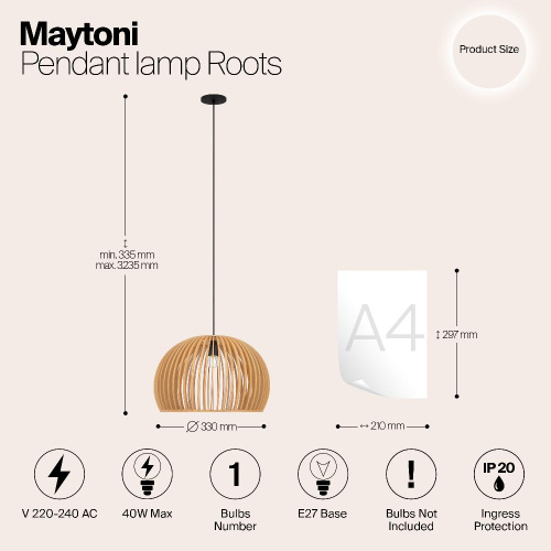 Подвесной светильник Maytoni MOD195PL-01W
