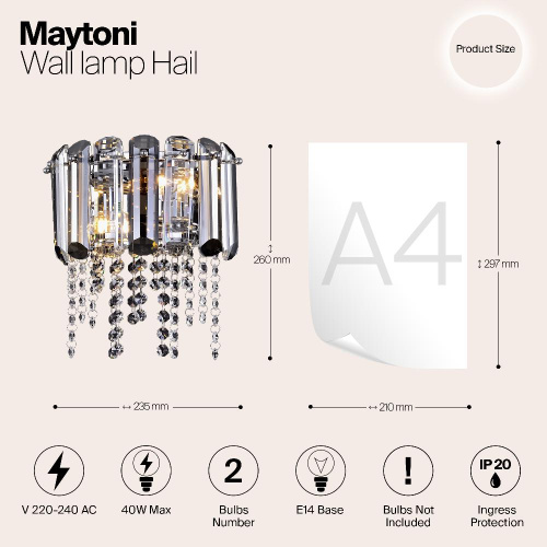 Настенный светильник Maytoni Hail MOD097WL-02CH Настенный светильник Maytoni Hail MOD097WL-02CH