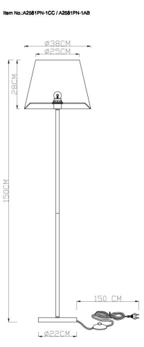 Торшер Arte Lamp Elba A2581PN-1AB Торшер Arte Lamp Elba A2581PN-1AB