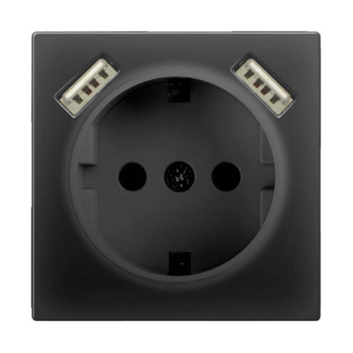 Розетка Werkel с заземлением, шторками и USBx2 черный матовый WL08-SKGS-USBx2-IP20 4690389073236 Розетка Werkel с заземлением, шторками и USBx2 черный матовый WL08-SKGS-USBx2-IP20 4690389073236