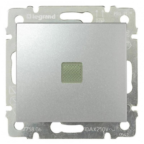 Переключатель одноклавишный промежуточный Legrand Valena 10A 250V с подсветкой алюминий 770148 Переключатель одноклавишный промежуточный Legrand Valena 10A 250V с подсветкой алюминий 770148