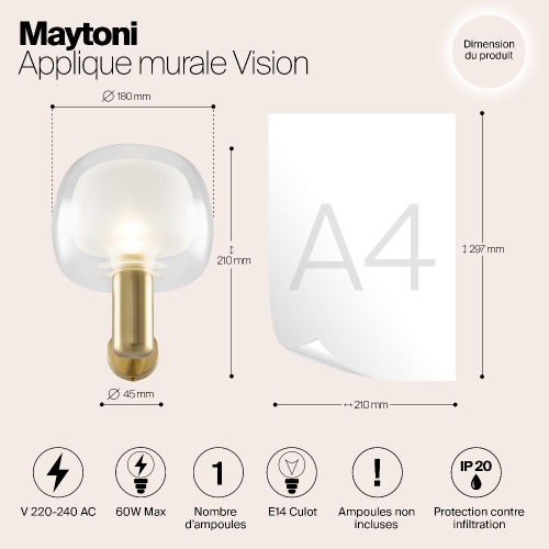 Бра Maytoni Vision MOD411WL-01G Бра Maytoni Vision MOD411WL-01G