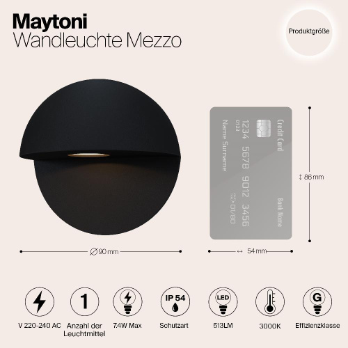 Уличный настенный светодиодный светильник Maytoni Mezzo O033WL-L7B3K Уличный настенный светодиодный светильник Maytoni Mezzo O033WL-L7B3K