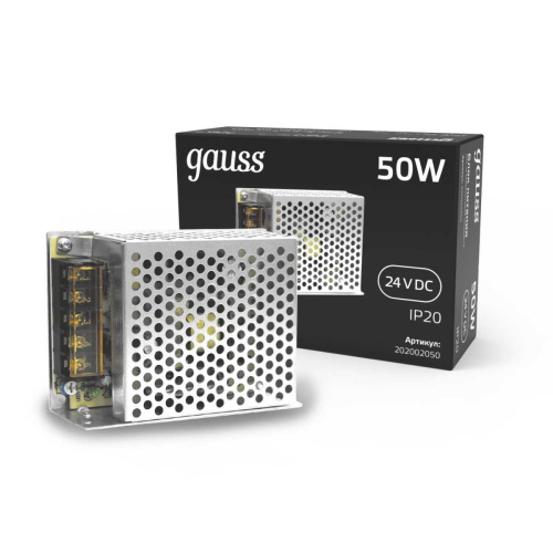 Блок питания Gauss 50W 24V IP20 202002050 Блок питания Gauss 50W 24V IP20 202002050