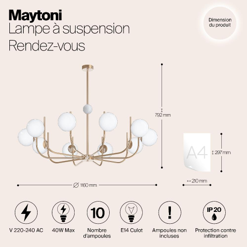 Подвесная люстра Maytoni Rendez-Vous MOD109PL-10BS Подвесная люстра Maytoni Rendez-Vous MOD109PL-10BS