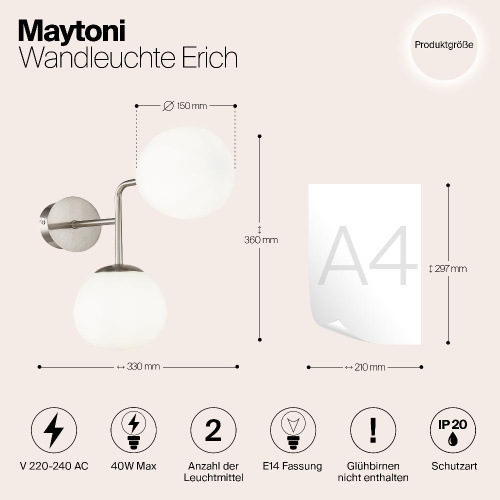 Бра Maytoni Erich MOD221-WL-02-N Бра Maytoni Erich MOD221-WL-02-N