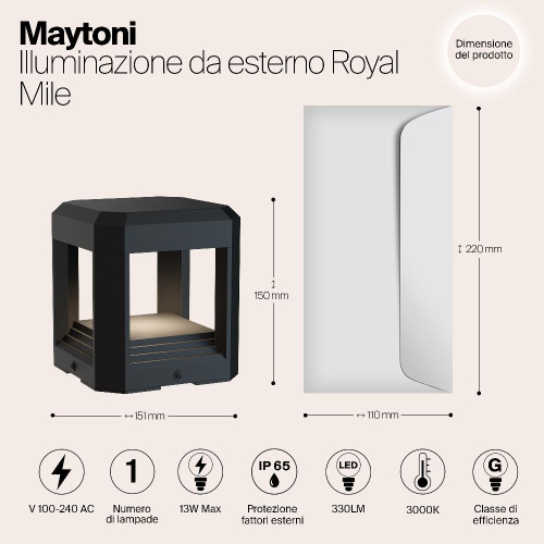 Ландшафтный светодиодный светильник Maytoni Royal Mile O019FL-L13GR3K Ландшафтный светодиодный светильник Maytoni Royal Mile O019FL-L13GR3K