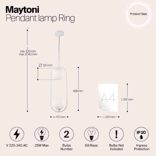 Подвесной светильник Maytoni Ring MOD013PL-02W Подвесной светильник Maytoni Ring MOD013PL-02W