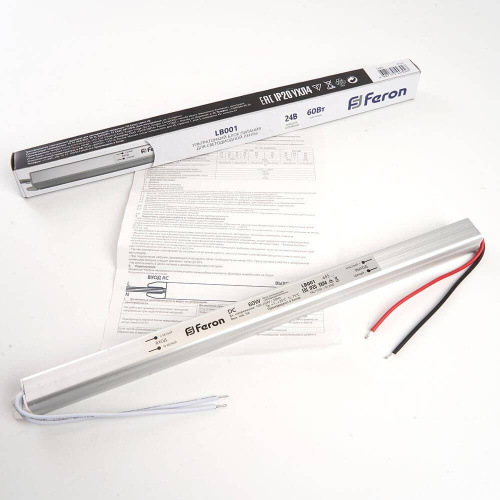 Блок питания для светодиодной ленты Feron LB001 24V 60W IP20 2,5A 48014 Блок питания для светодиодной ленты Feron LB001 24V 60W IP20 2,5A 48014