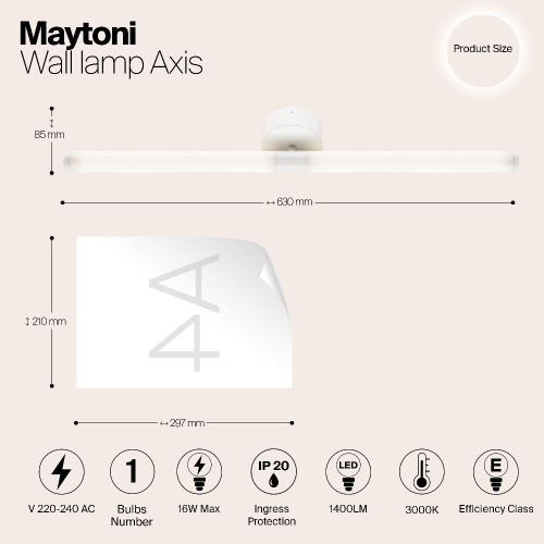Подсветка для зеркал Maytoni Axis MOD106WL-L16W3K Подсветка для зеркал Maytoni Axis MOD106WL-L16W3K