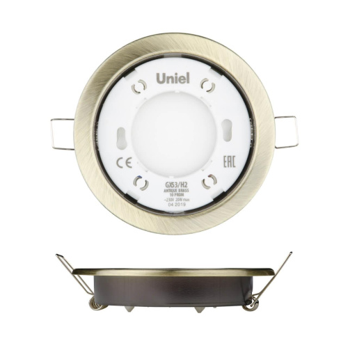 Встраиваемый светильник Uniel GX53/H2 Antique Brass 10 Prom UL-00005056 Встраиваемый светильник Uniel GX53/H2 Antique Brass 10 Prom UL-00005056