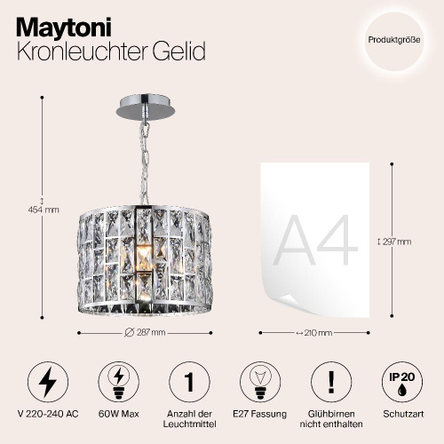 Подвесной светильник Maytoni Gelid MOD184-PL-01-CH Подвесной светильник Maytoni Gelid MOD184-PL-01-CH