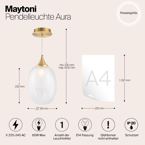 Подвесной светильник Maytoni Aura MOD016PL-01BS Подвесной светильник Maytoni Aura MOD016PL-01BS