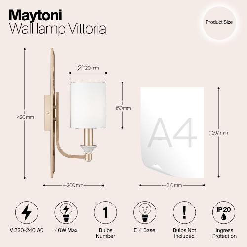 Бра Maytoni Vittoria H005WL-01BG Бра Maytoni Vittoria H005WL-01BG