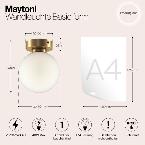 Потолочный светильник Maytoni Basic form MOD321WL-01G1 Потолочный светильник Maytoni Basic form MOD321WL-01G1