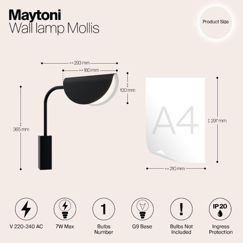 Бра Maytoni Technical Mollis MOD126WL-01B Бра Maytoni Technical Mollis MOD126WL-01B