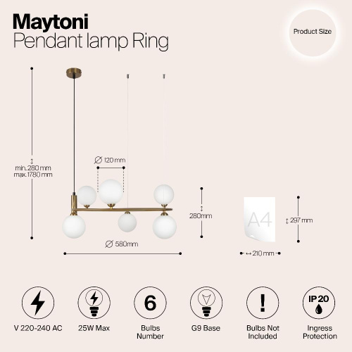 Подвесной светильник Maytoni MOD013PL-06BS1 Подвесной светильник Maytoni MOD013PL-06BS1